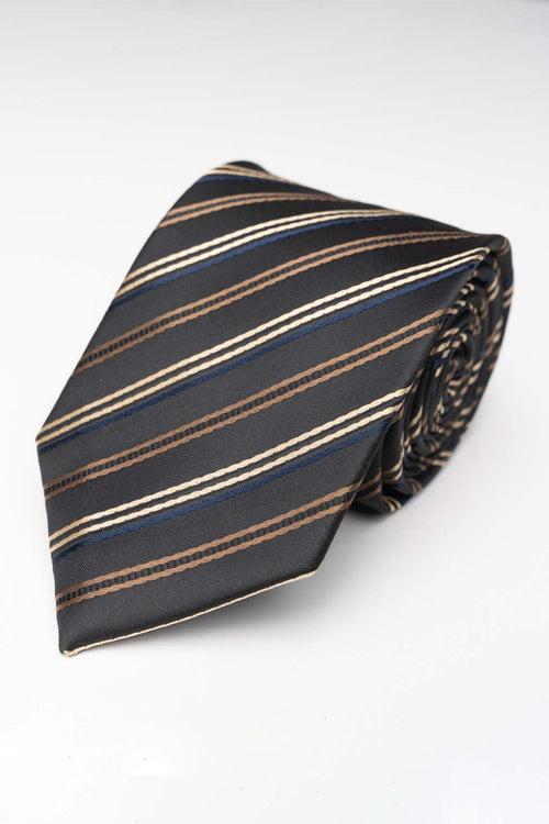 Tie - Black/Gold Striped - TeeShoppen Group™ - Accessories - TeeShoppen