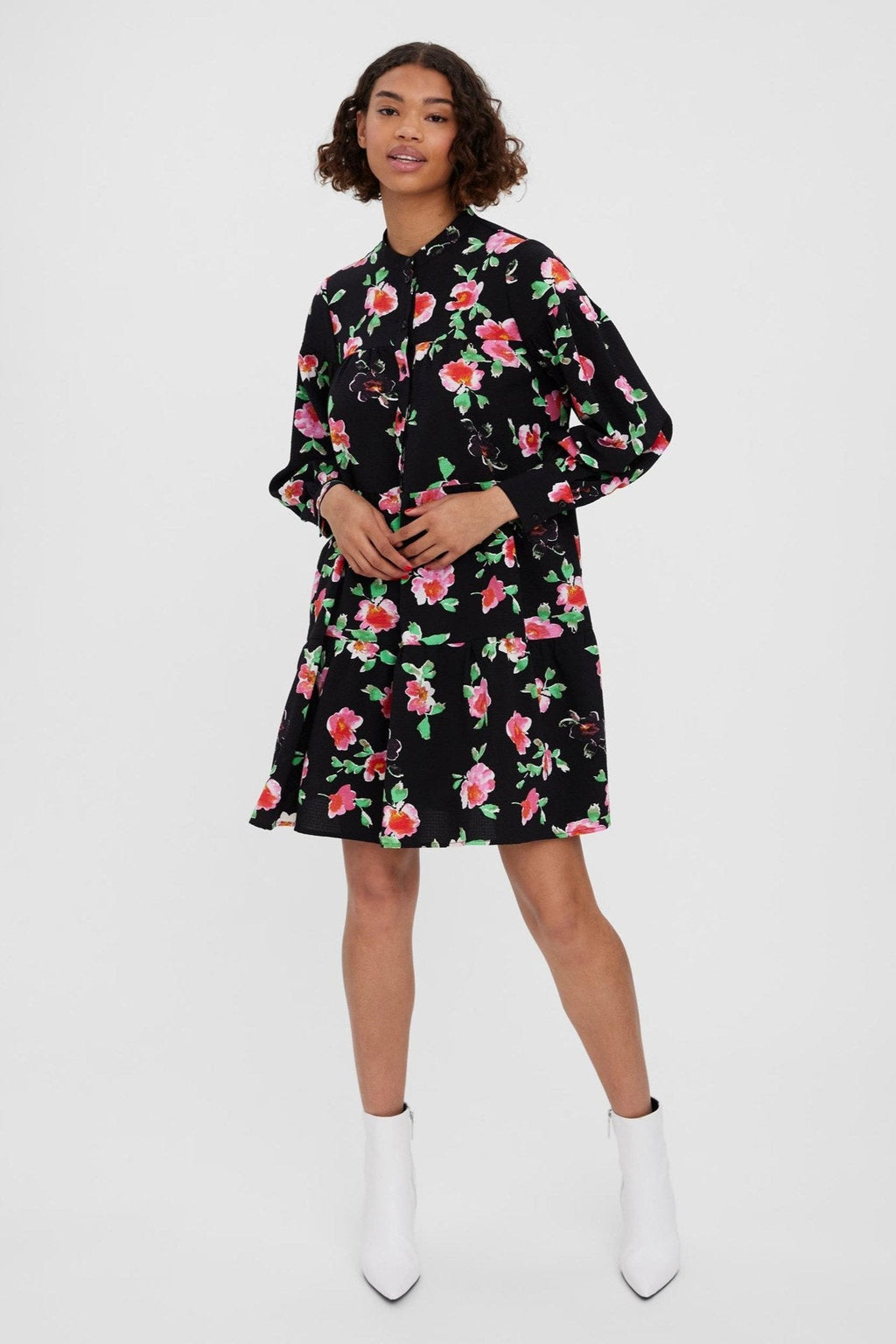 Hyms pitkähihainen mekko - mustat hymit