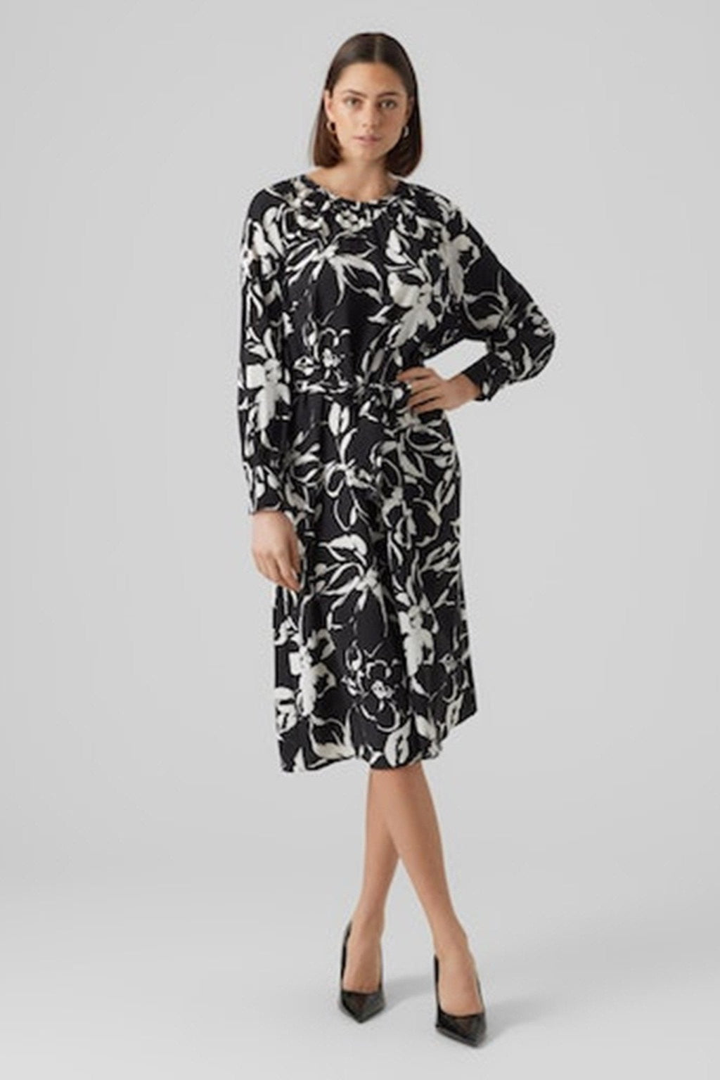 Polliana maxi Kjole - kukka musta