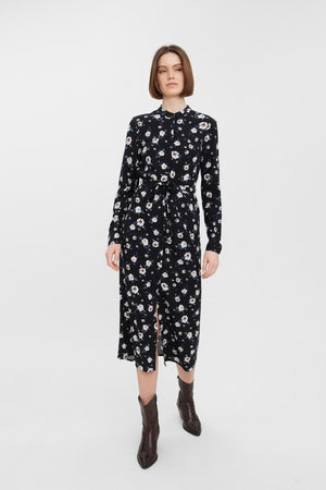 Helppo pitkähihainen paidamekko - musta