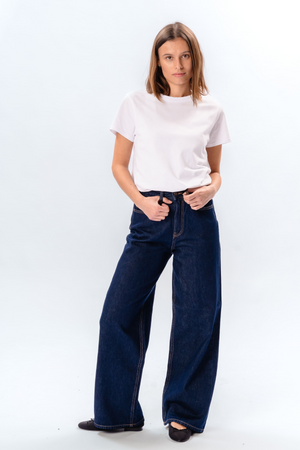 Alkuperäinen esitys leveät farkut - tummansininen farkku