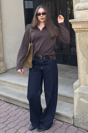 Alkuperäinen esitys leveät farkut - tummansininen farkku