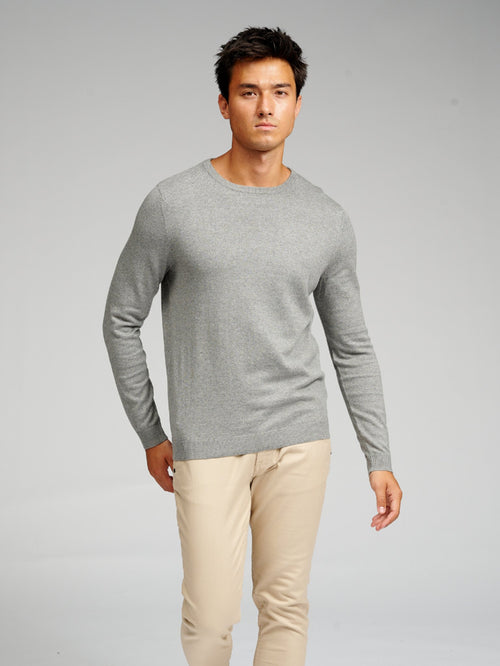 Basic Knit Crewneck - Grey Melange - TeeShoppen Group™ - Knitwear - TeeShoppen