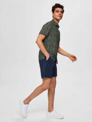 Jersey Shorts - Navy Checkered - TeeShoppen Group™ - Shorts - Selected Homme