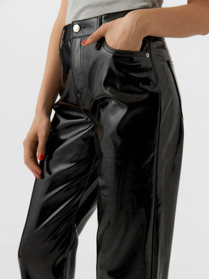 Kithy Loose Glossy Bukser - Sort - TeeShoppen Group™ - Pants - Vero Moda