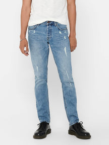 LOOM SLIM FIT CAN FARKS - SININEN denim