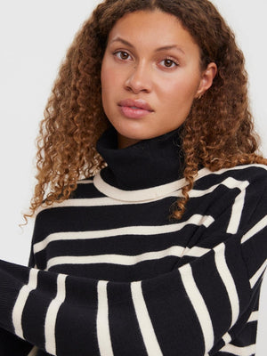 Saba Rullekrave Strik - Sort/Birch - TeeShoppen Group™ - Knitwear - Vero Moda