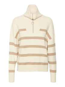 Saba Stripe Half -Zip -pusero - koivu ruskea