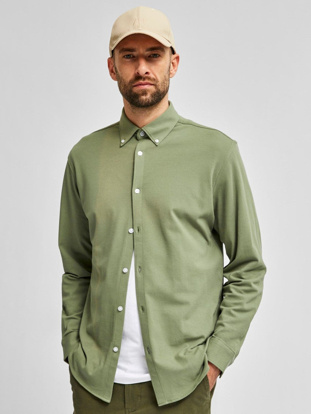 Slim Fit -paita orgaanisessa puuvillassa - vihreä