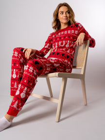 Lumihiutaleiden pyjamas - punainen